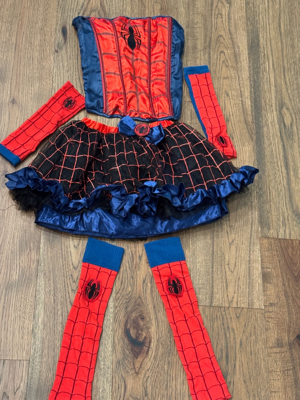 Marvel Red and Blue Spider-Girl Costume Dress with Tutu and Accessories